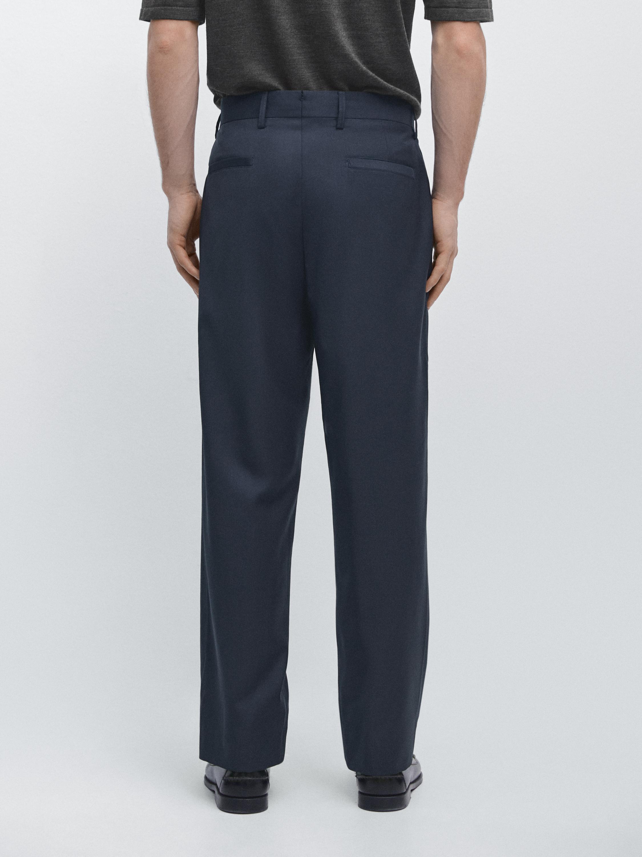 Pantalon de costume wide leg en laine froide